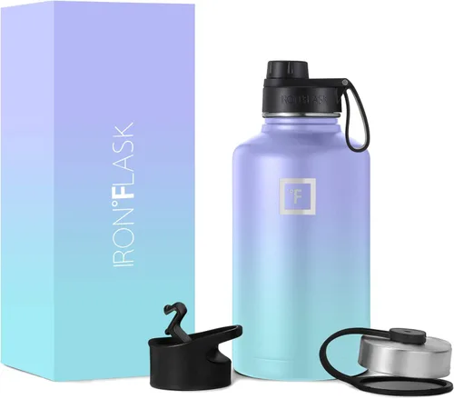 Miniatura 55 de IRON °FLASK Frasco de hidratación para acampar y senderismo con pajilla, botella de agua deportiva de acero inoxidable con aislamiento de boca Dark