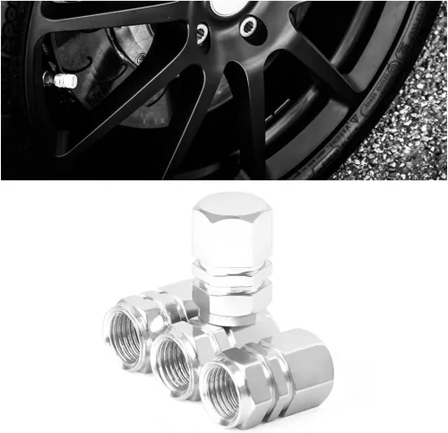 Miniatura 9 de Osilly Tapones de válvula de vástago de neumático de automóvil, 4 piezas de cubiertas de vástago de válvula de aleación de aluminio, resistentes a