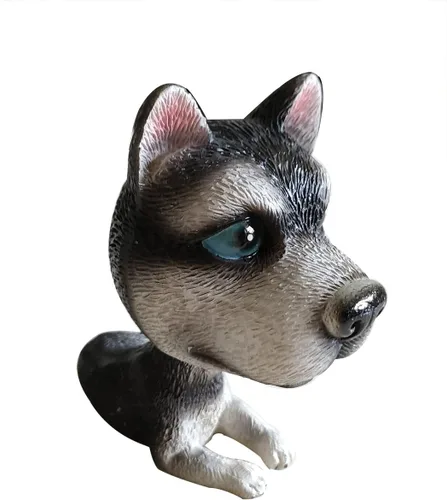 Miniatura 4 de Perro husky siberiano de 4.3 in, cabeza de balanceo con la cabeza, adornos interiores de perro divertido de dibujos animados cachorro sacudiendo