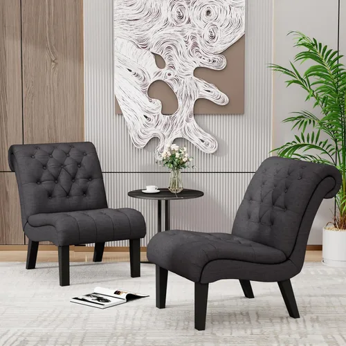 Miniatura 3 de HAOBO Home Silla de acento sin brazos con botones capitoné silla lateral para sala de estar dormitorio Funiture