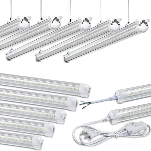 Miniatura 13 de Skymoatled Paquete de 8 luces LED de garaje de 8 pies, luz blanca de 100 W, 6000 K, 15000 lm, súper brillante, montaje en superficie, luces LED T8