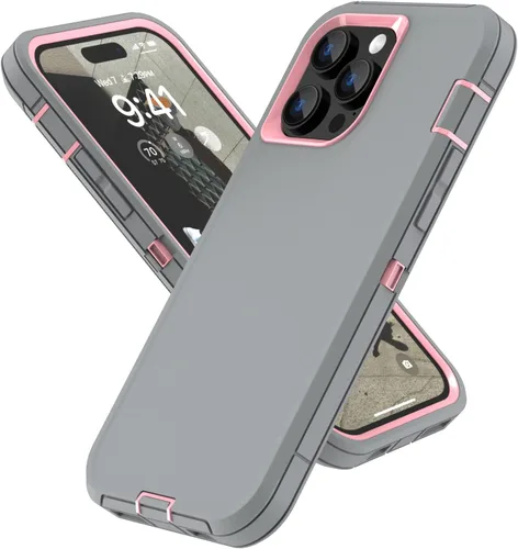 Sansunto Funda para iPhone 14 Pro Max, Protección Completa del Cuerpo Resistente a Prueba de Golpes Grado Militar 3 en 1 Silicona de Goma con PC