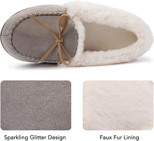 Miniatura 4 de RockDove Pantuflas estilo mocasín con purpurina Caroline para mujer