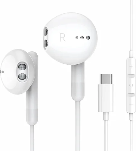 Auriculares USB C para iPhone 17 16 15 Pro Max Plus iPad Pro USB C Auriculares con micrófono Control de volumen USB C Auriculares con cable USB Tipo