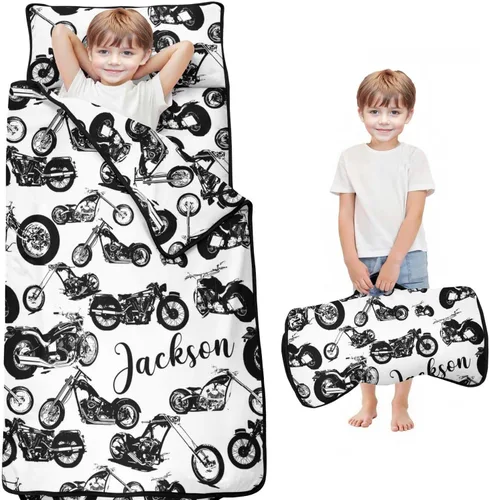 Miniatura 7 de Juego de colchonetas personalizadas para siesta estilo vaquero occidental con nombre, saco de dormir para niños, colchón personalizado para niños
