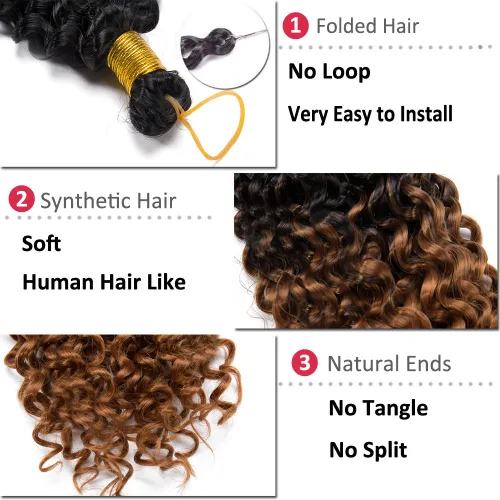 Miniatura 2 de Marlybob Pelo sintético trenzado de ganchillo de 14 pulgadas Marlibob onda de agua trenzado trenzado de ganchillo trenzas afro rastas rizadas