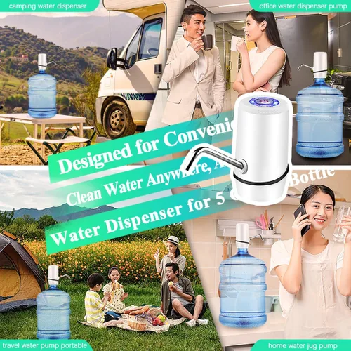 Miniatura 5 de Dispensador de agua para botella de 5 galones, bomba de agua eléctrica para jarra de 5 galones con interruptor y carga USB, dispensador de jarra