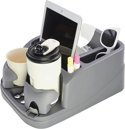 Miniatura 9 de Organizador de Consola de Coche Keyiduid, Organizador de Asiento de Coche con 2 Portavasos Ajustables, Consola Central para Coches, Camiones