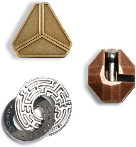 Miniatura 8 de MHY Rompecabezas Mentales de Metal Jumbo para Adultos - Paquete de 4 Juegos Mentales 3D Desafiantes con Estuche Portátil Juguetes de Lógica