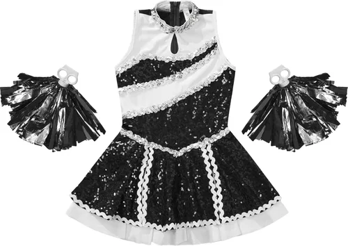 Miniatura 3 de TSSOE Uniforme de animadora con lentejuelas y purpurina para niñas y niñas