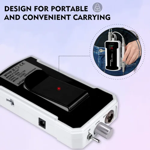 Miniatura 6 de IMENE - Taladro de uñas profesional, 35,000 rpm, portátil, sin escobillas, recargable, con file, perfecto para uñas acrílicas, gel, naturales (negro)