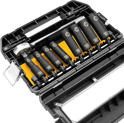 DEWALT - Juego de dados de impacto, 1/2 unidad, 10 piezas, adaptador de vaso de impacto de 1/4" a 1/2" (DW22812)