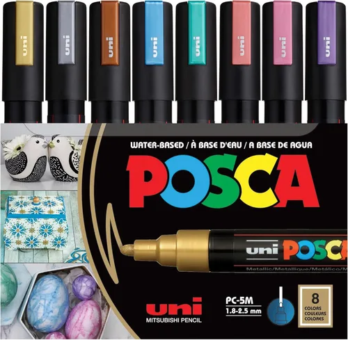 Miniatura 10 de Posca PC-5M Rotuladores de Pintura a Base de Agua, Punta Media Reversible (1.8-2.5mm), Tono Fresco, Pack de 8 Frío