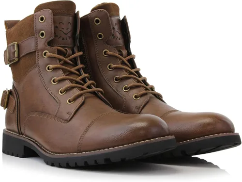 Miniatura 6 de Polar Fox Patrick MPX808583 - Botas clásicas de combate con cierre de cremallera para hombre, 7 ojales