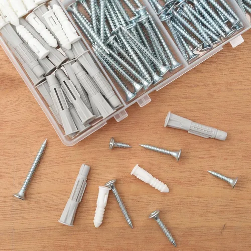 Miniatura 6 de JEGONFRI Kit surtido de tornillos de madera de alta dureza y anclajes de pared de plástico, 203 tornillos de cabeza plana Phillips de 1/2 a 1-1/2