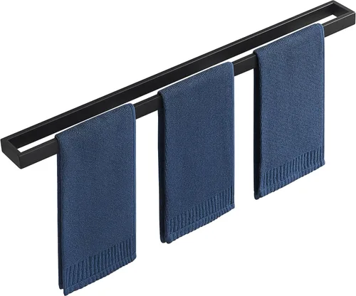 Miniatura 9 de Sayayo Barra de Toalla Mate Negra para Baño, Anillo de Toalla de Mano de 10 Pulgadas, Soporte de Toalla de Montaje en Pared Cuadrado, Acero Negro