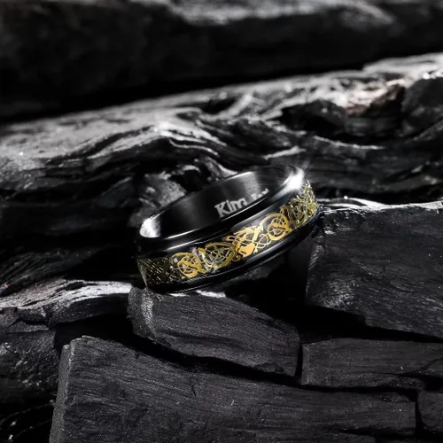 Miniatura 56 de King Will Anillo giratorio de acero inoxidable 316L para hombres y mujeres, 0.315 in de dragón/nudo celta, anillo para ansiedad para aliviar