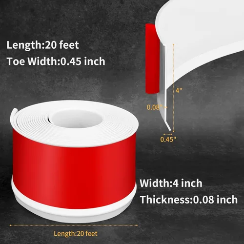 Miniatura 2 de Moldura Flexible para Zócalo de 4 Pulgadas, Base de Pared de Vinilo Autoadhesivo, Despegar y Pegar, Base Cóncava de Goma, Moldura para Zócalo