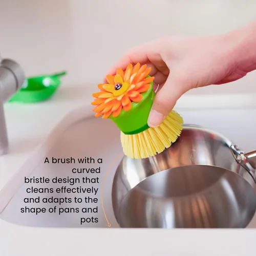 Miniatura 6 de Vigar Cepillo de Limpieza de Palmas con Flor para Platos con Soporte, Cepillos de Cocina Perfectos para Platos, Cepillo de Fregadero y Cepillos