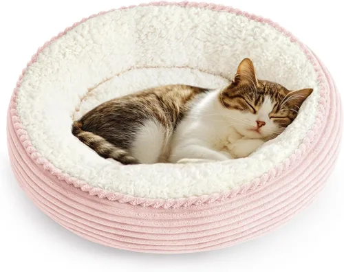 Miniatura 19 de Love's cabin Cama redonda acolchada para gatos y perros, cama para mascotas de 20 pulgadas para gatos o perros pequeños, parte inferior Violeta