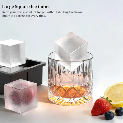 Miniatura 6 de Bangp Bandejas de silicona para cubitos de hielo con marco reforzado de metal (paquete de 3), bandeja grande para cubitos de hielo con tapa, molde