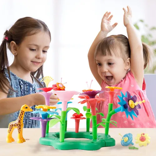 Miniatura 6 de Juguetes de construcción de jardín de flores para niñas pequeñas, juguetes de tallo para niños de 3, 4, 5, 6 años, actividades de aprendizaje