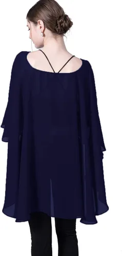 Miniatura 3 de Baoqiya Capa de gasa transparente capelets larga poncho para mujer talla grande