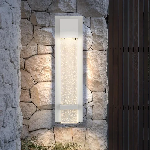 Miniatura 32 de ASD Lámpara de pared LED de vidrio burbuja de 24 pulgadas, aplique texturizado para exteriores e interiores 3CCT, impermeable, regulable, Negro