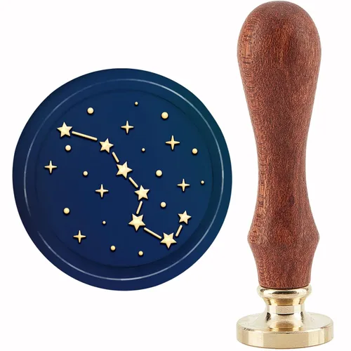 CRASPIRE Sello de cera Big Dipper con diseño de estrellas, cielo nocturno, 1.181 in, retro, vintage, extraíble, latón, cabeza con mango de madera,