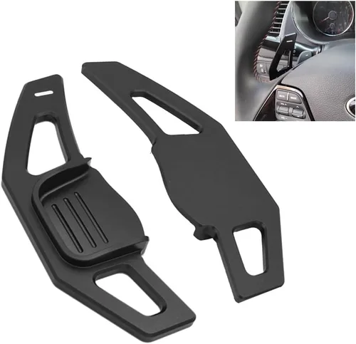 SANRILY Cubiertas de aluminio negro de la palanca de cambios del volante para KIA K3 Forte Koup SX 2015 2016 GT SW 2013 2014 Paddle Shifter