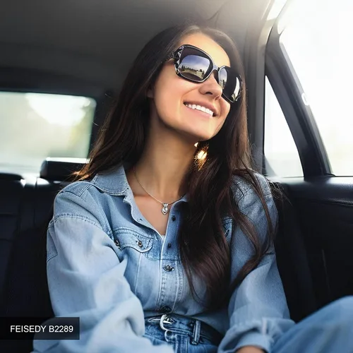 Miniatura 33 de FEISEDY - gafas de sol polarizadas para mujer, marco compuesto brillante B2289