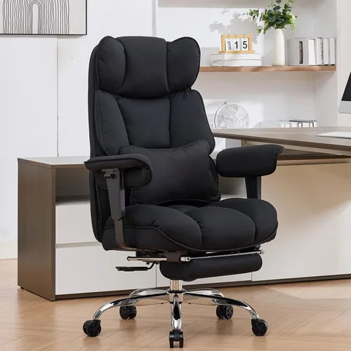 Miniatura 11 de Efomao Silla de oficina ejecutiva, silla de computadora acolchada suave con reposapiés, sillas de escritorio de tela para oficina en casa, sillas