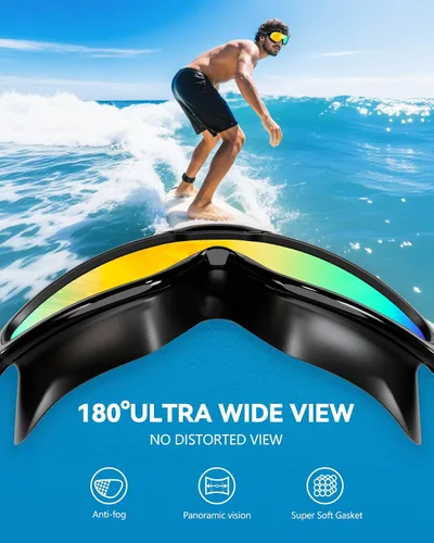 Miniatura 5 de Aegend - Nuevas gafas de natación de visión amplia para adultos, con protección antiniebla/UV, sin fugas, con tapones para los oídos para hombres