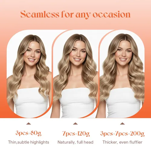 Miniatura 7 de Sunny Hair - Extensiones de clip de cabello humano lacio - color negro (Off Black) - 24 pulgadas, 7 unidades, 4.23 onzas
