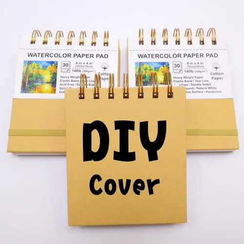 Miniatura 6 de Mini blocs de papel de acuarela, 4 x 4, paquete de 3, libros de bocetos de tapa dura, papel de algodón pesado de 140 libras/10.58 oz/m²
