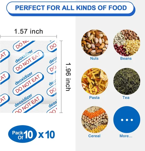 Miniatura 5 de Absorbentes de oxígeno de 400 cc para almacenamiento de alimentos - 100 unidades (paquetes de 20x de 5) - para almacenamiento de alimentos a largo