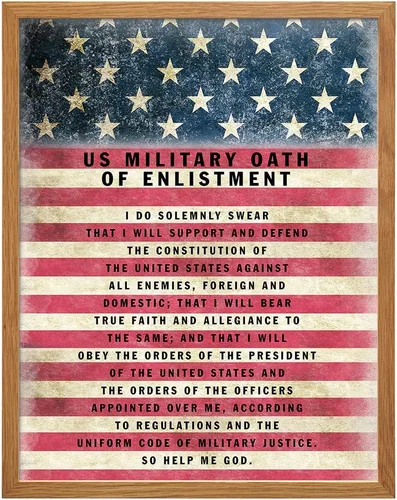 Miniatura 11 de Juramento Militar de Reclutamiento ENMARCADO - Arte de pared patriótico de la bandera americana, decoración - Regalo para soldados, ejército