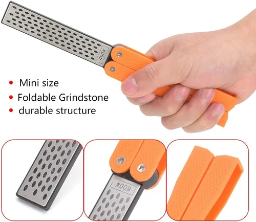 Miniatura 3 de Piedra de afilar plegable de doble cara, afilador de cuchillos de cocina portátil para exteriores, kit de cuchillos de afilado de piedra