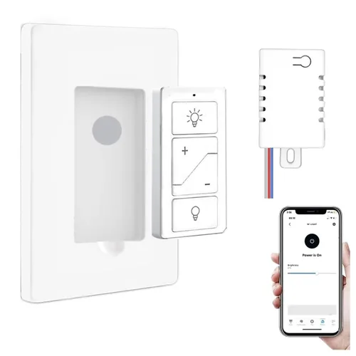Nexete Interruptor de luz inteligente inalámbrico, kit de interruptor de atenuación y receptor sin cableado, control remoto inalámbrico, control