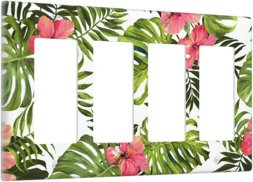 Miniatura 120 de Cubierta de Interruptor de Luz de 1 Gang con Escena de Flores de Grecia Mediterránea, Dispositivo Individual Basculante/GFCI, Placa Decorativa