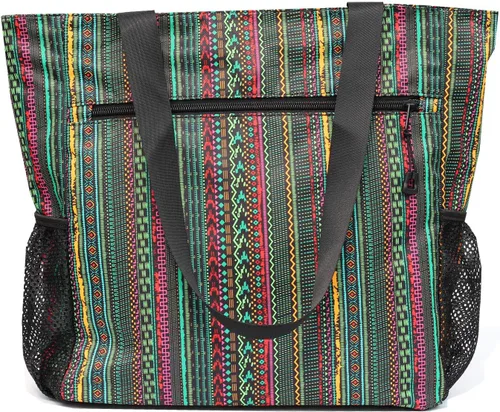 Miniatura 2 de ESVAN Bolsa de hombro grande con múltiples bolsillos para gimnasio, viajes, playa, uso diario