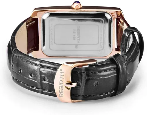 Miniatura 8 de carlien Reloj de cuarzo para mujer, elegante reloj de vestir rectangular con correa de cuero y corona de zafiro