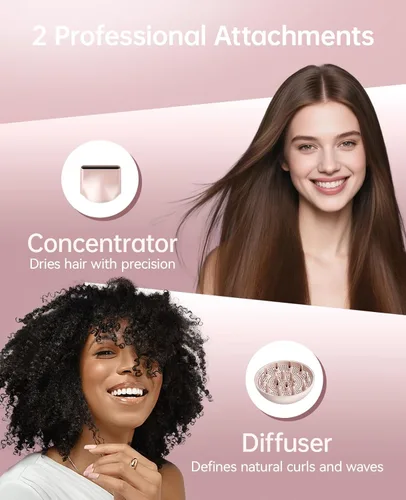 Miniatura 6 de Secador de pelo con difusor, secadores de pelo CONFU para mujeres, secador de pelo difusor de alta velocidad iónico profesional para secado rápido