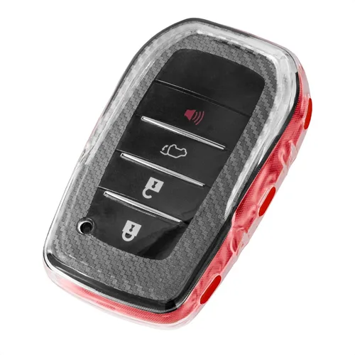 Funda protectora de TPU con textura de fibra de carbono transparente para llavero de Toyota Alphard HILUX PREVIA RAV4 VELLFIRE, compatible con 2, 3,