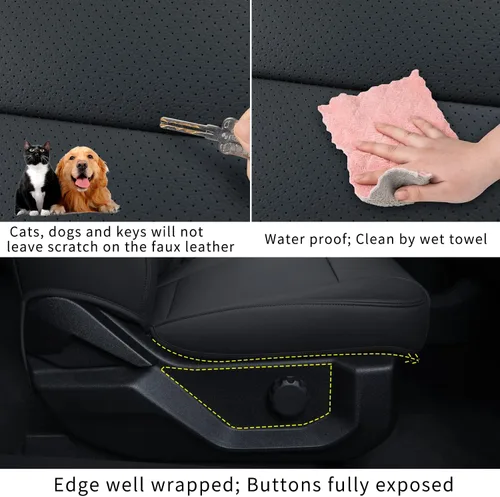 Miniatura 9 de Covertopia Fundas de asiento de piel sintética F150, ajuste personalizado para Ford F150 SuperCrew 2015-2024 2025 y 2017-2024 2025 F250 F350 F450