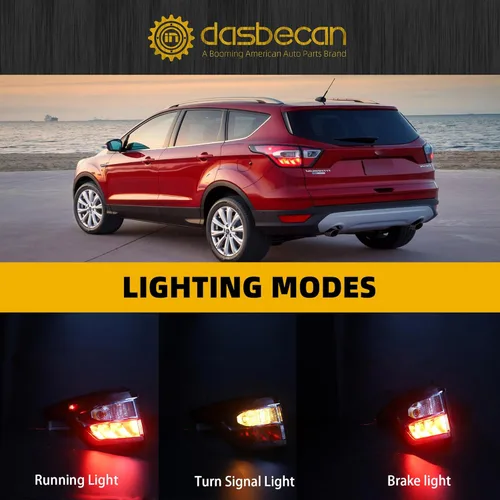 Miniatura 4 de Dasbecan Conjunto de luz trasera izquierda del lado del conductor con bombilla compatible con Ford Escape Kuga 2017 2018 2019 lámpara trasera