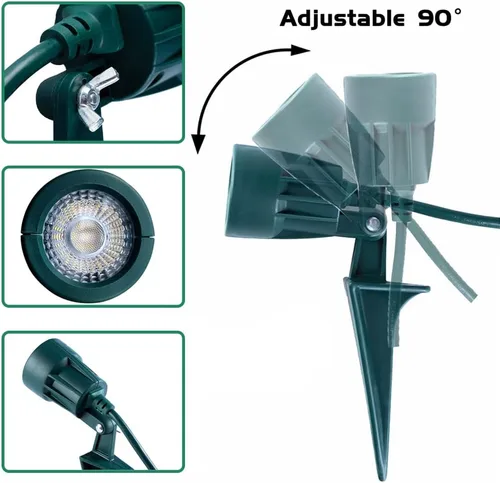 Miniatura 2 de Foco para exteriores enchufable, resistente a la intemperie, estaca resistente, luz de paisaje para patio, bandera, decoración navideña, cable de 6