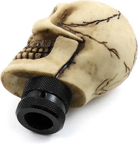 Miniatura 7 de Perilla de palanca de cambios en forma de calavera, de resina, para autos manuales o automáticos, Beige
