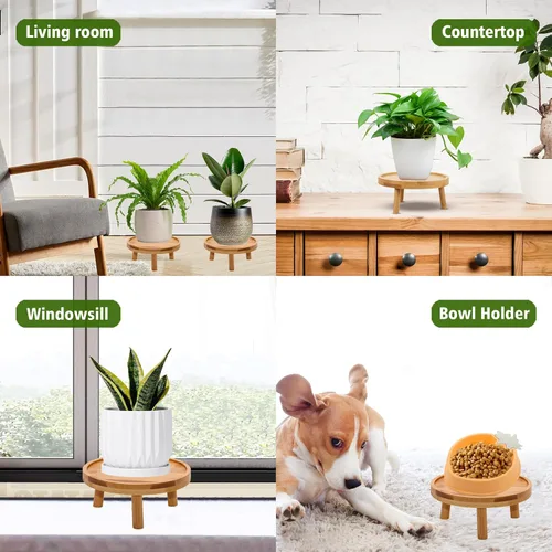 Miniatura 5 de ARTORA - Soporte para plantas estilo moderno de mediados de siglo, soporte de madera para plantas de interior, elevador de macetas para suculentas