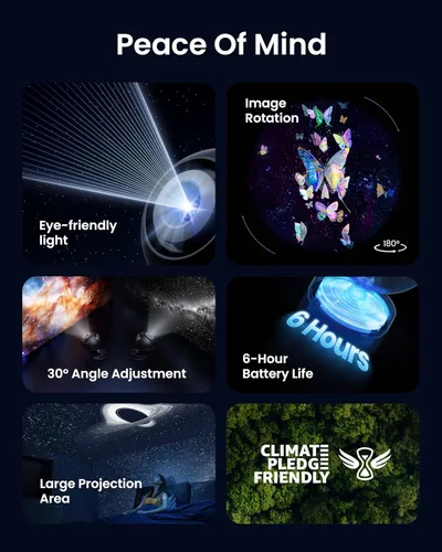 Miniatura 6 de POCOCO Proyector Galaxy Star para dormitorio con discos de película óptica reemplazables, proyector de luz nocturna de planetario para el hogar